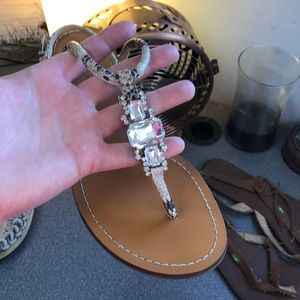 Stoned Snakeskin Sandals